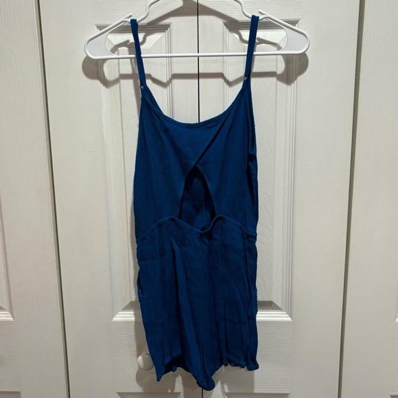 FOREVER 21 Women’s Adjustable Pleated Pocketed Romper /Swim Cover Up blue size S - Picture 5 of 7